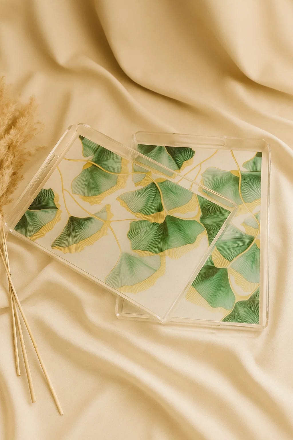 Ginkgo Leaf Acrylic Tray – 2 Piece Set