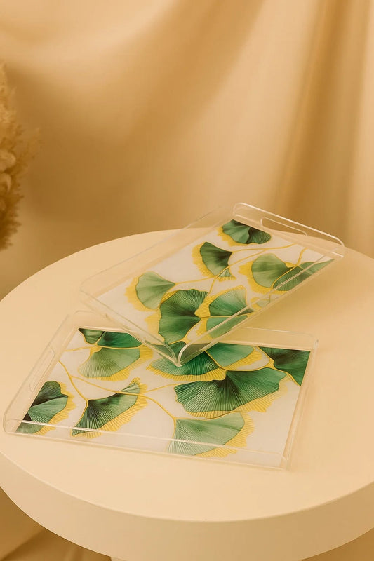 Ginkgo Leaf Acrylic Tray – 2 Piece Set
