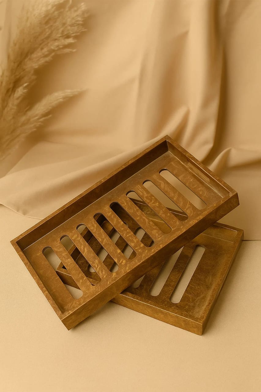 Wooden Tray with Slotted Design - With Acrylic Sheet