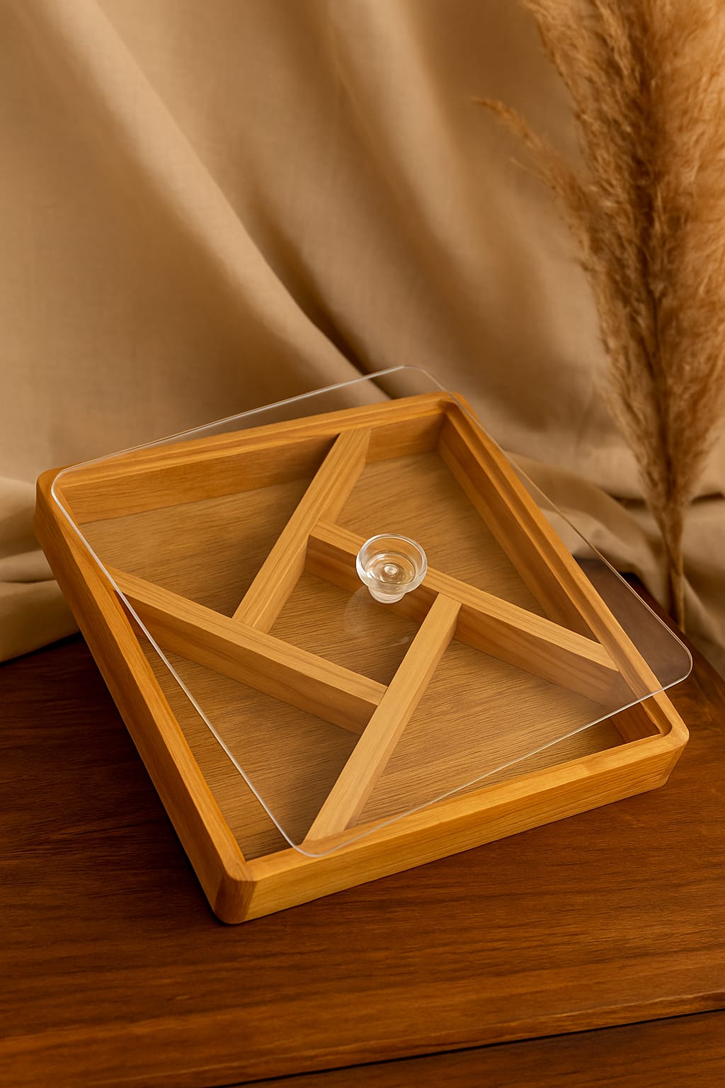 Natural Wooden Dry Fruit– With Acrylic Cover"