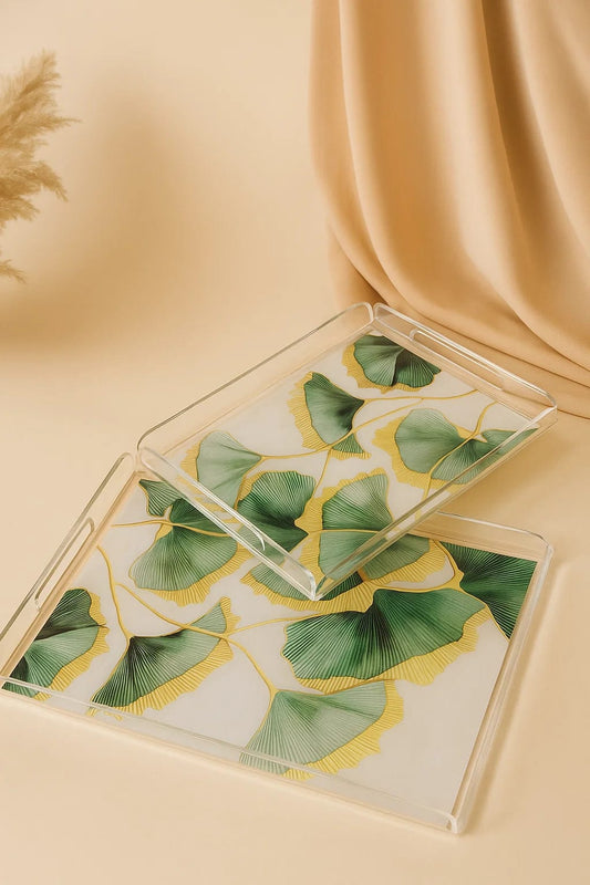 Ginkgo Leaf Acrylic Tray – 2 Piece Set
