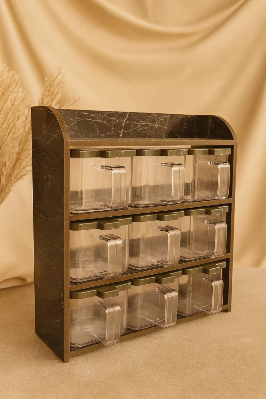 "kitchen Spice Rack - 9 Jar Spice" (Black)