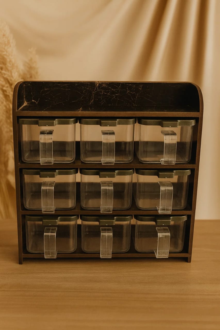 "kitchen Spice Rack - 9 Jar Spice" (Black)