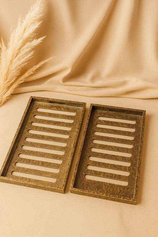 Wooden Tray with Slotted Design - With Acrylic Sheet