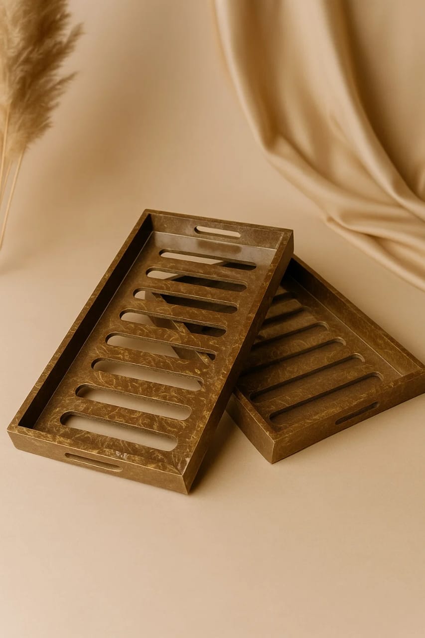 Wooden Tray with Slotted Design - With Acrylic Sheet